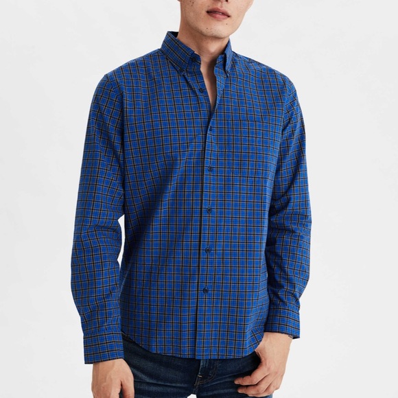 Men’s American Eagle blue plaid dress shirt - Picture 3 of 3